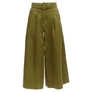 Nicholas military linen high waisted belted wide leg pants